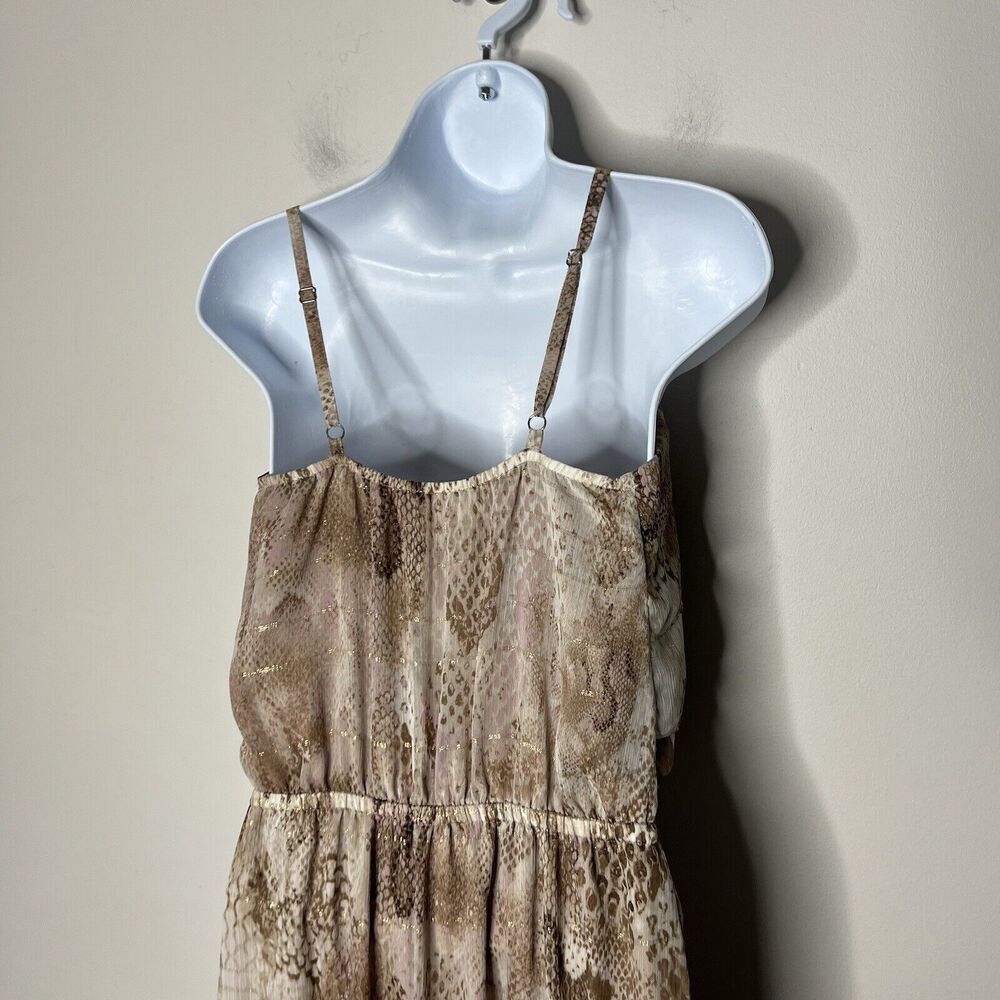 Express Maxi Dress Womens Medium Flowy Tiered Animal Print Mesh Chiffon Boho - Picture 12 of 14